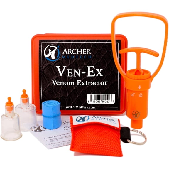 Snake Bite Kit, Bee Sting Kit, Emergency First Aid Supplies, Venom Extractor Suction Pump, Bite and Sting First Aid for Hiking, Backpacking and Camping. Includes BONUS CPR face shield.