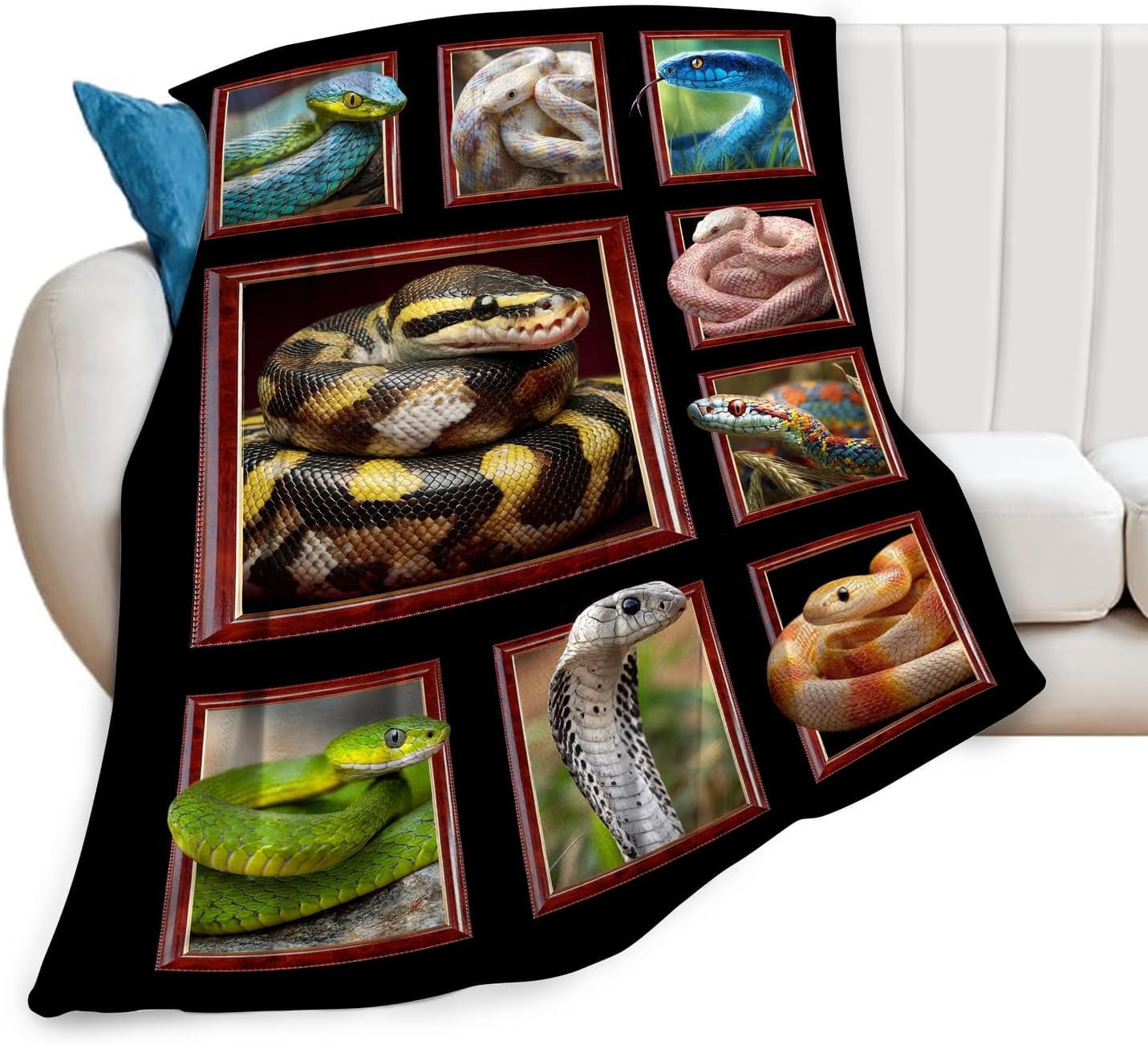 Big Scrub Python Snake Blanket,Colorful Snakes Throw Blanket Gifts Bed 60