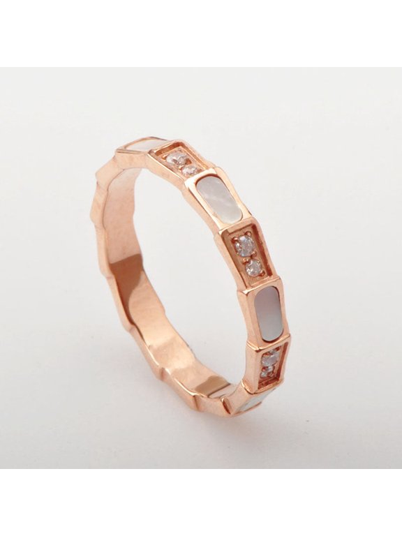 Snake Bone Ring with Fan Shape White Drip Oil Finish Titanium Stainless Steel Jewelry Geometric Elegant Finish