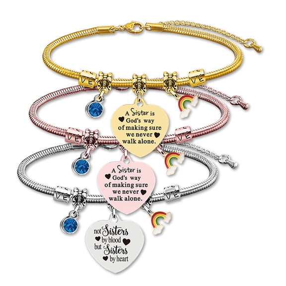 Snake Bone Stainless Steel Best Friend Blue Diamond Anniversary Gift Engraved Titanium Steel Bracelet Wholesale