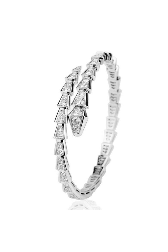 Snake Bracelet Moissanite Bracelet 7 inch White Gold Plated Gifts for Women Girls Luxury Jewelry Fine Medusa Bracelet