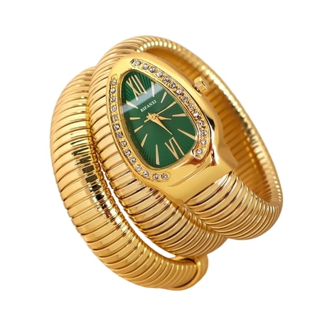 Snake Bracelet Watch – Crystal Accents, Roman Numerals, Versatile for All Occasions