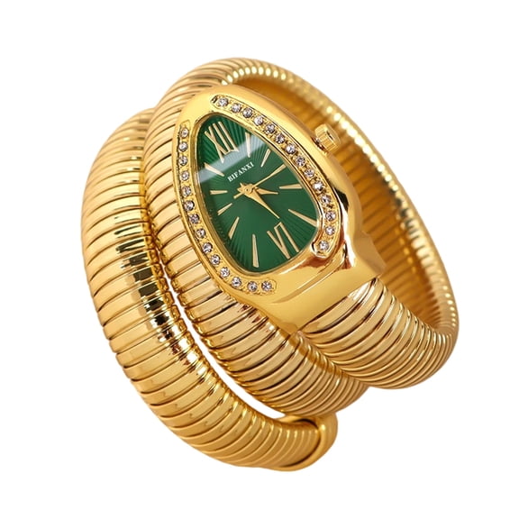 Snake Bracelet Watch – Crystal Accents, Roman Numerals, Versatile for All Occasions