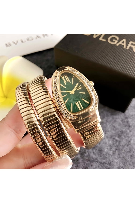 Snake Bracelet Watch with Diamond Dial & Three-Row Quartz Links Women's Watches Ladies' luxury watch