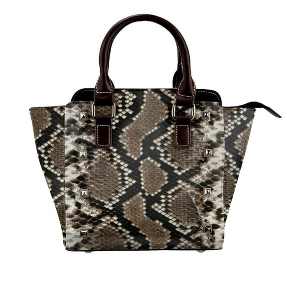 Snake Brown Rivet Fashion One-Shoulder Women's Handbag Tote Bag