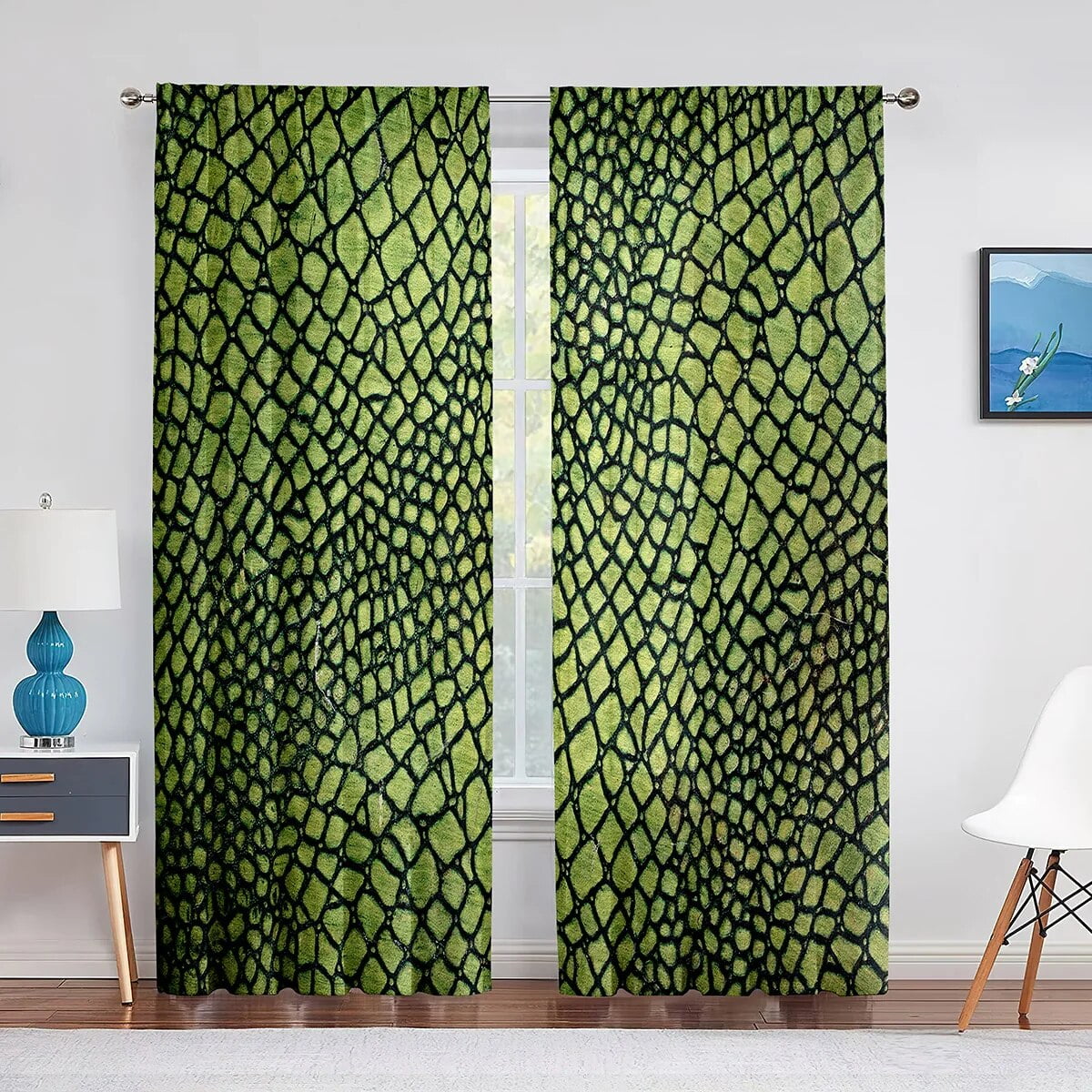 Snake Brown Snakeskin Pattern Sheer Voile Curtain Wild Animal Window