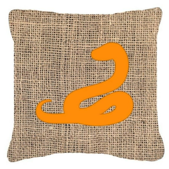 Snake Burlap And Orange Indoor & Outdoor Fabric Decorative Pillow - Orange - 14 x 3 x 14 in.