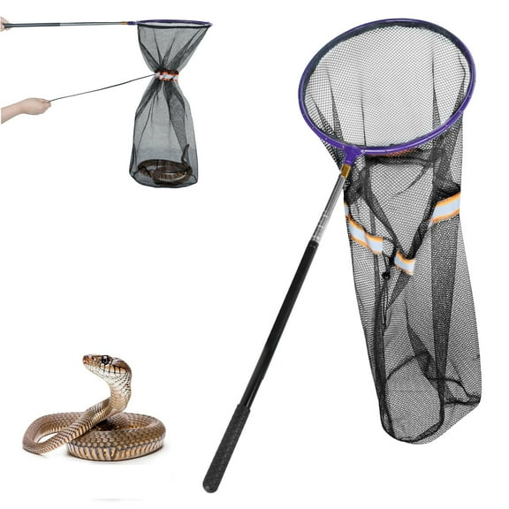 Snake Catcher Net, AYAMAYA Stainless Steel Telescopic Snake Grabber Tool with Durable Net Extends to 58.7 in for Safe Catching Releasing