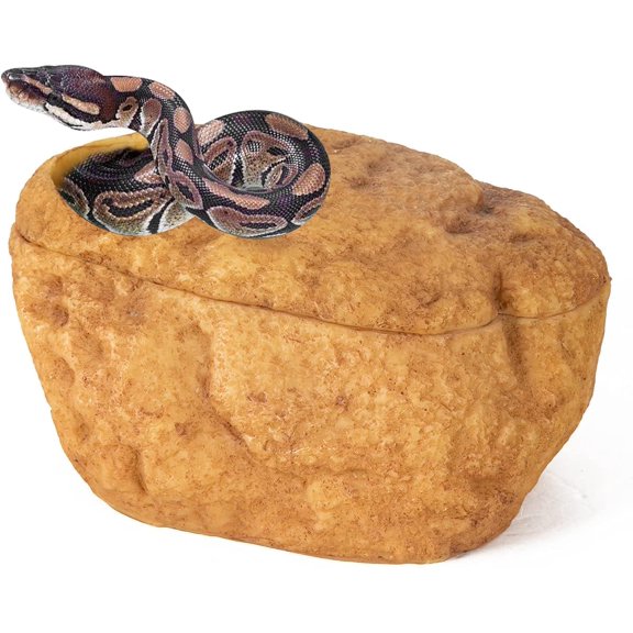 Snake Cave and Hides, 3-in-1 Reptile Hide Cave for Snake, Ball Python, Geckos (Large Size)