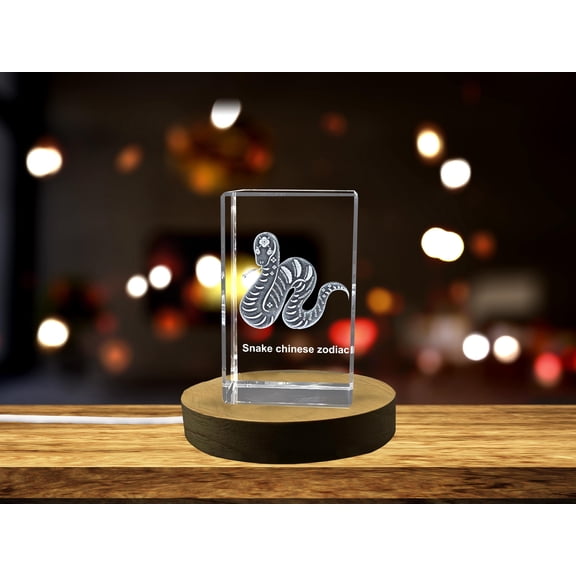 Snake Chinese Zodiac Sign 3D Engraved Crystal Keepsake Gift