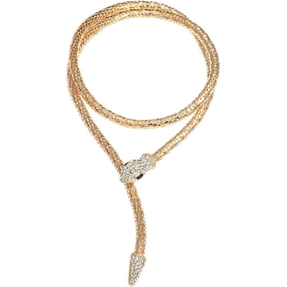 Snake Choker Necklace Bracelet Retro Adjustable Snake Shape Collar Necklace Curved Bar Design Full Rhinestone Accessories Halloween Statement Fashion Jewelry for Women