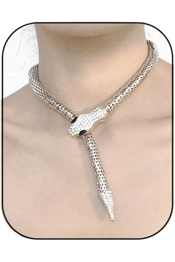 Snake Choker Necklace Retro Adjustable Punk Snake Choker Design Full Rhinestone Medusa Necklace Hollween Jewelry Statement Fashion Jewelry for Women