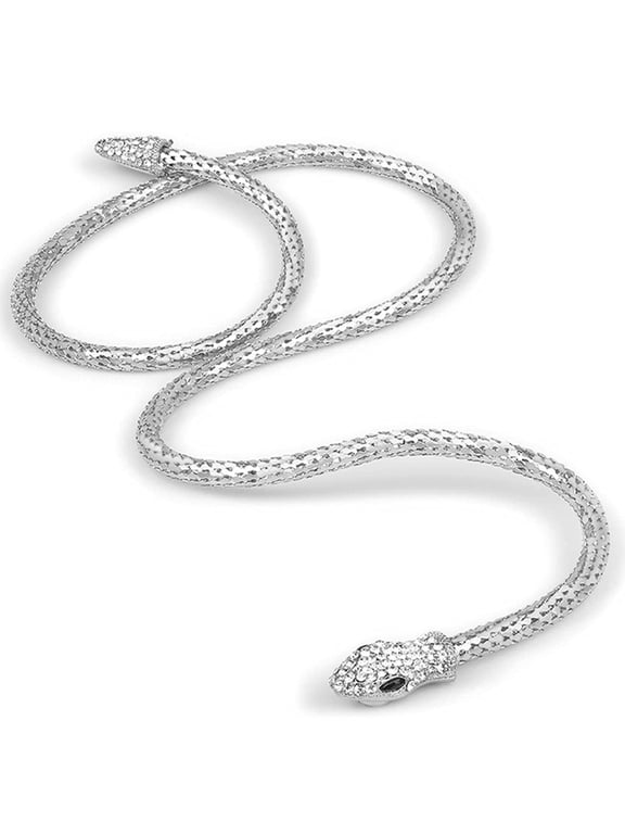 Snake Choker Necklace Retro Adjustable Snake Shape Collar Necklace Curved Design for Rhinestone Halloween Jewelry for Wo