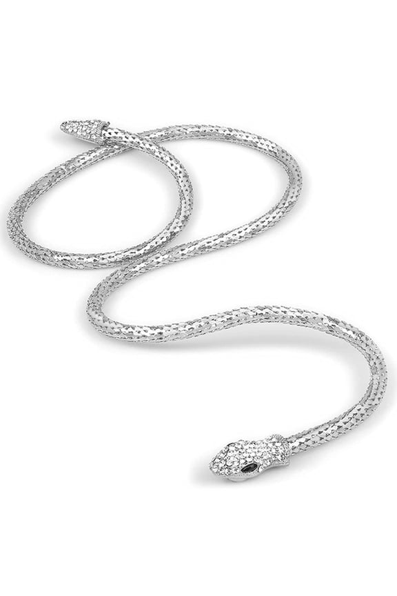 Snake Choker Necklace Retro Adjustable Snake Shape Collar Necklace Curved Design for Rhinestone Halloween Jewelry for Wo