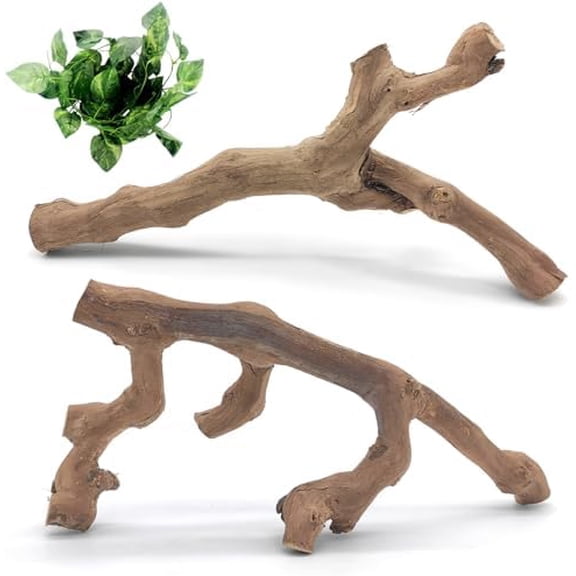 Snake Climbing Branch, 2Pcs Reptile Wood Natural Cork Log Tank Accessories Tree Trunk for Chameleon Bearded Dragon Gecko Snake Frog Spider