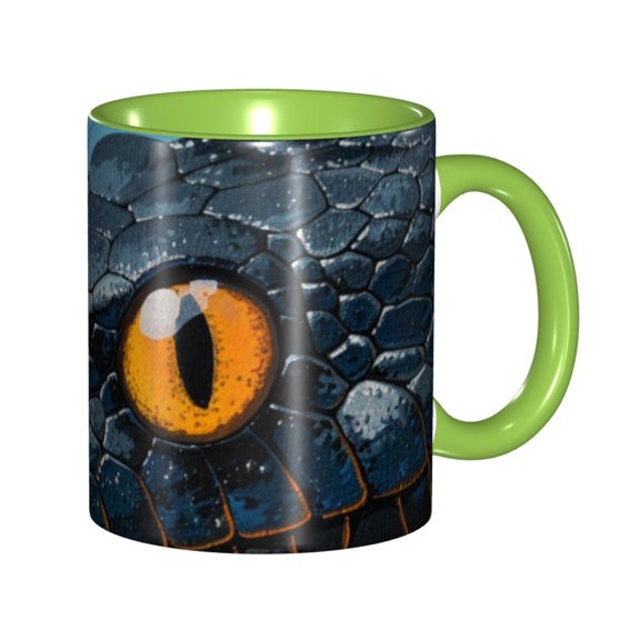 Snake Coffee Mug Fun Custom Ceramic Mugs 11oz Green