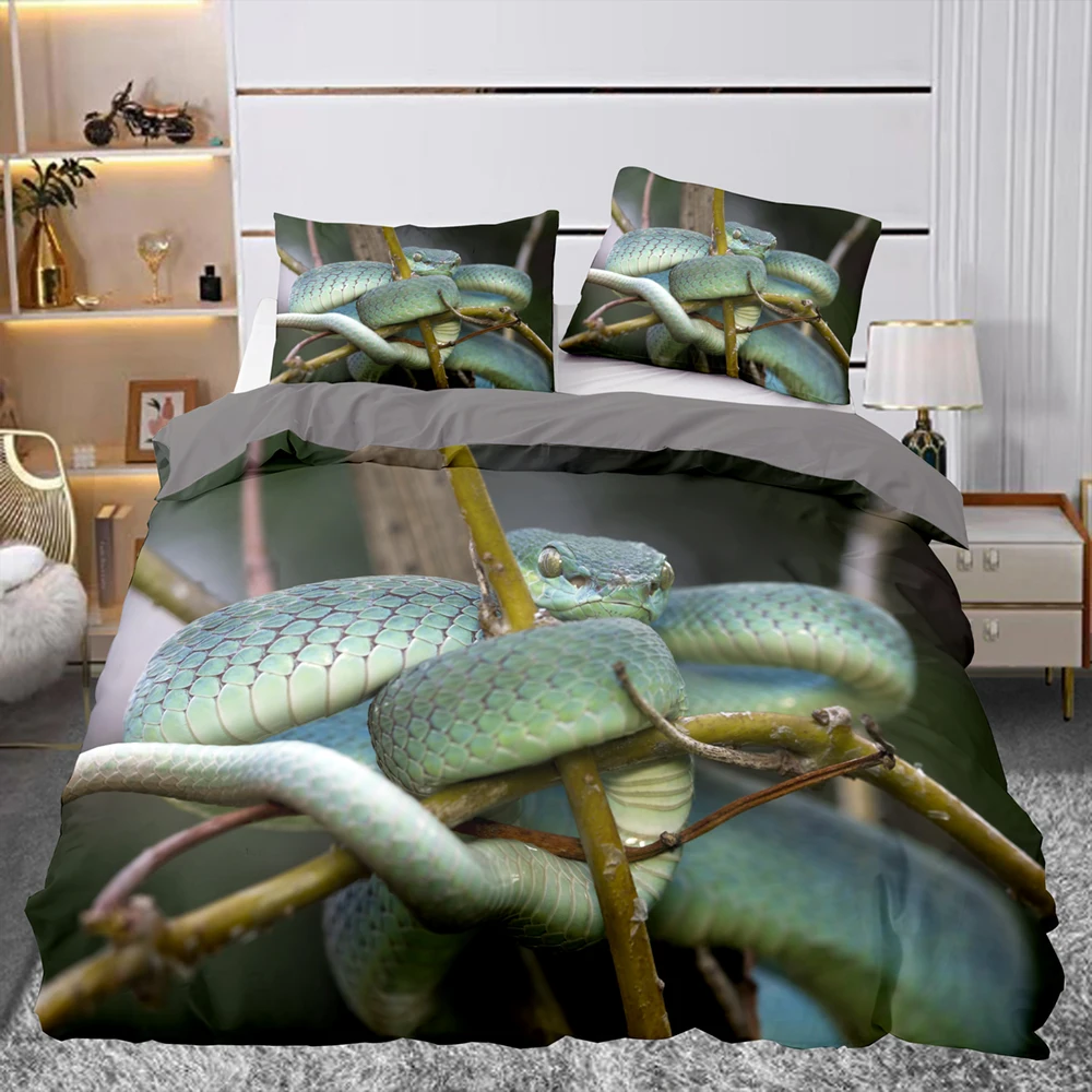 Snake Comforter Cover 3D Reptile Python Duvet Cover 2/3pcs Wild Animal ...