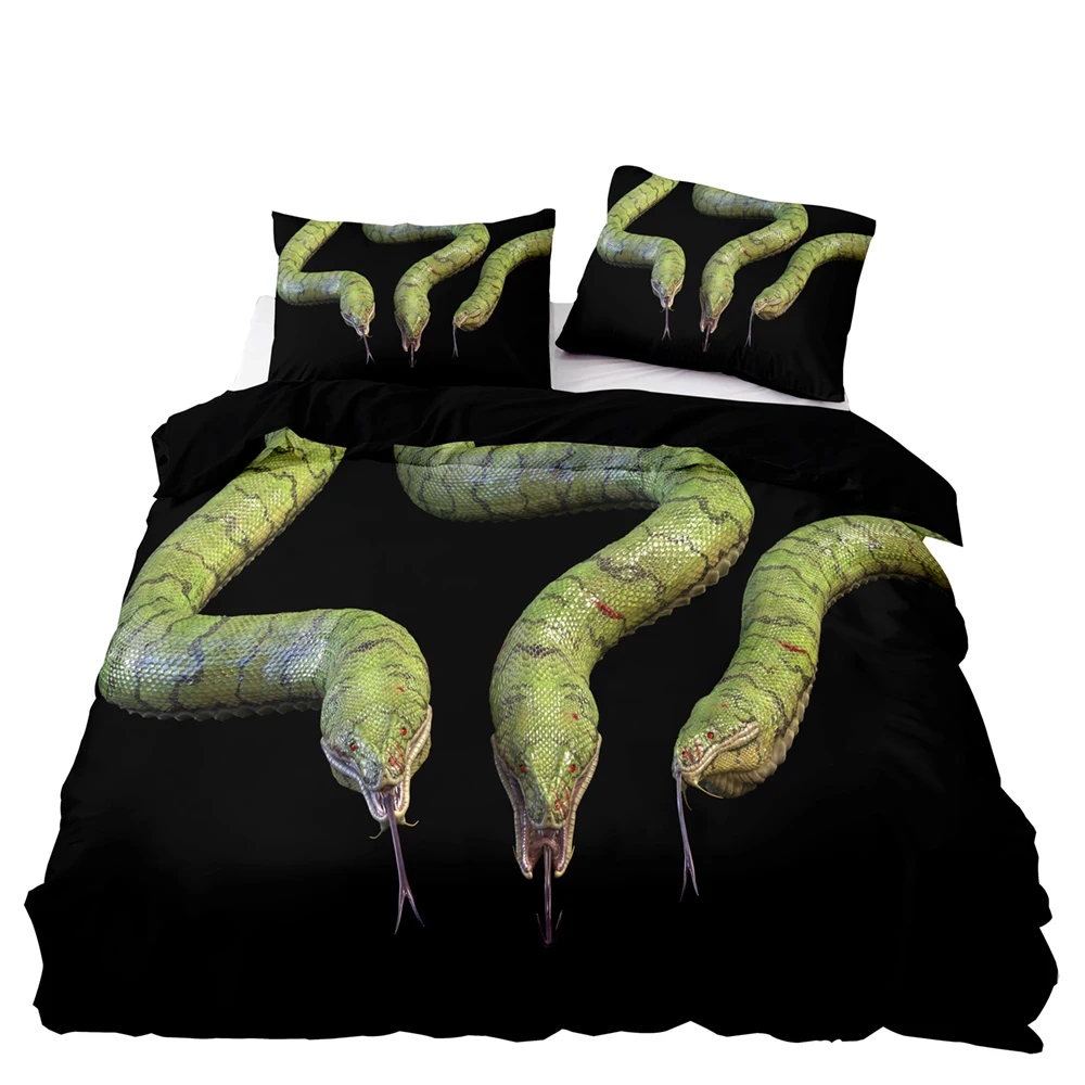 Snake Comforter Cover 3D Reptile Python Duvet Cover 2/3pcs Wild Animal ...