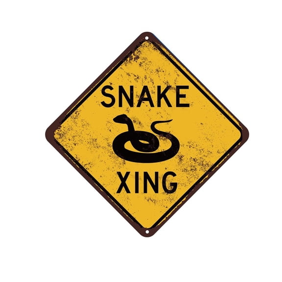 Snake Crossing sign - Wildlife Xing Sign - Snake Owner Gift - Snake Outdoor Dcor Pets Sign - Kids Pet Sign - Funny Cabin Sign Size: 12 inch x 12 inch