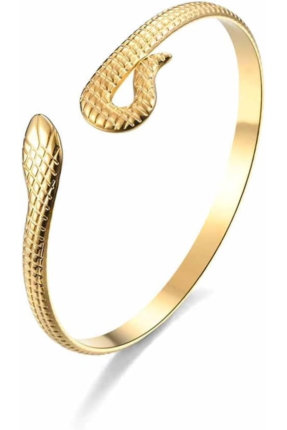 Snake Cuff Bracelet for Women Titanium Steel Open Snake Bracelet Bangle Exaggerated Animal Serpent Bracelet Wristband Ethnic Totem Jewelry Gifts