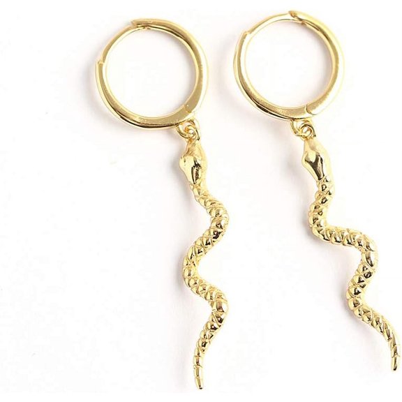 Snake Dangle Small Hoop Earrings 925 Sterling Silver Personalized Punk Drop Animal Earring Huggie Hoops 10mm Hypoallergenic Fashion Ear Jewelry