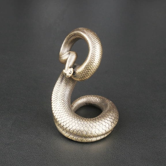 Snake Design Metal Figurine Tea Pet Zodiac Ornament Home Desk Decor