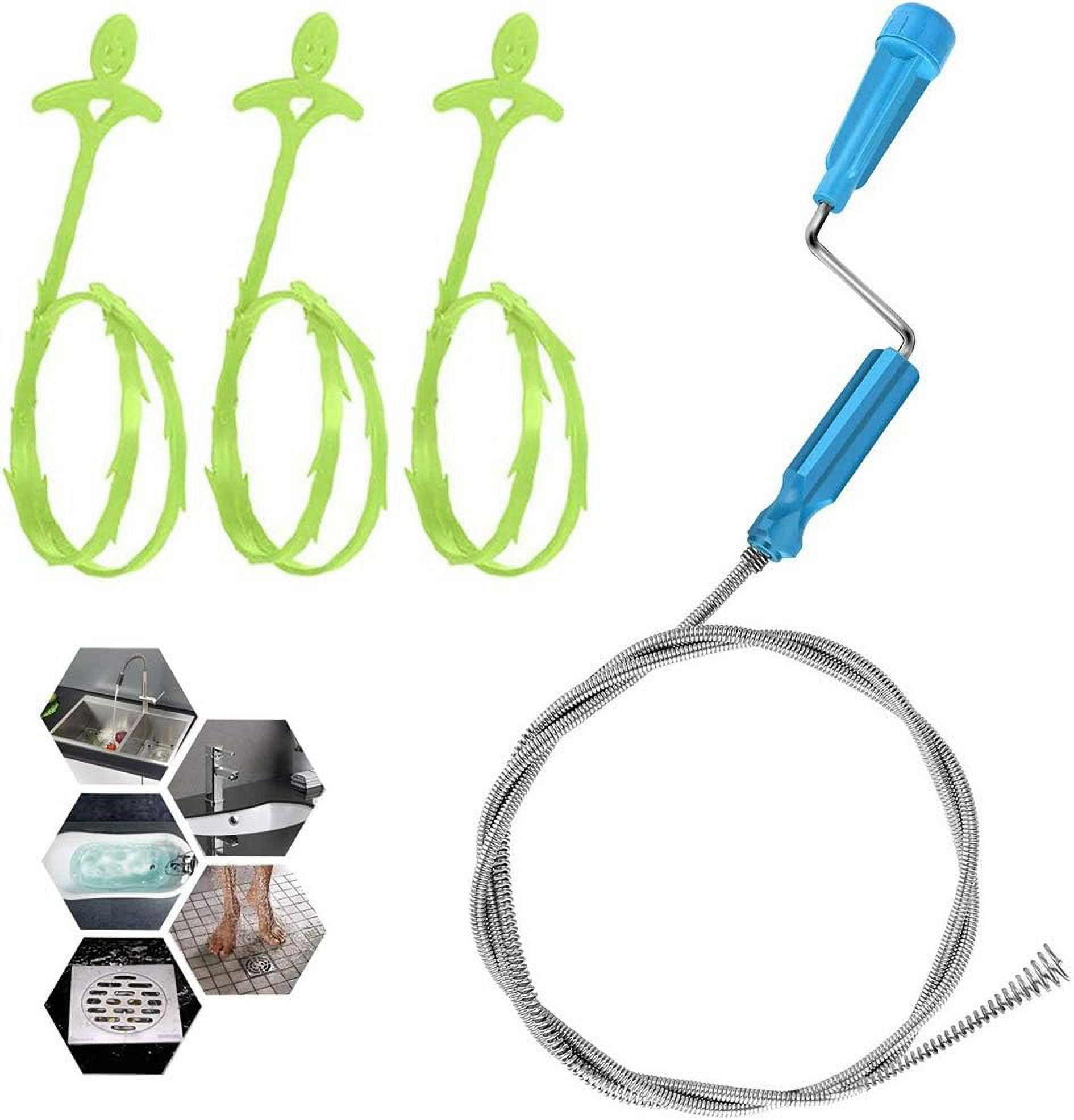 Snake Drain Hair Catcher, Drain Auger with 3 Pieces Sewer Snake Hair