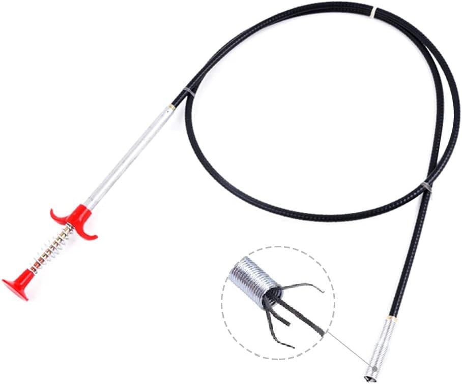 Snake Drain Shower Drain Clog Removal Tool 4 Prong Folding Toilet