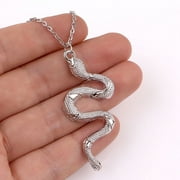 FLY SUNTON Snake Element Necklace Silver Metal Snake Shaped Pendant Necklace Simple Fashion Daily Wear Choker Jewelry Gifts for Men and Women New