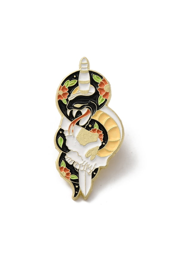 Snake Enamel Pin Light Gold Plated Alloy Badge for Corsage Scarf Clothes Colorful 36x17.5x1.5mm Pin: 1mm