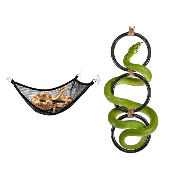 Snake Enrichment Toys Ball with Hammock for Ball Python, Snake Tank Accessories Climbing Branch Hideout, Reptile Hammock Snake Enclosure Decor, Small Jungle Gym for Snakes Lizards