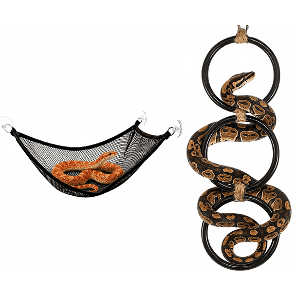 Snake Enrichment Toys with Hammock & Climbing Rings for Ball Python, Corn Snake Tank Accessories