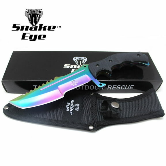 Snake Eye Tactical 11" Heavy Duty Fixed Color Blade Hunting Knife w/Nylon Sheath