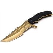 Snake Eye Tactical 8.5-inches Hunting Camping Hiking Fixed Blade Knife With Nylon Sheath (Gold)