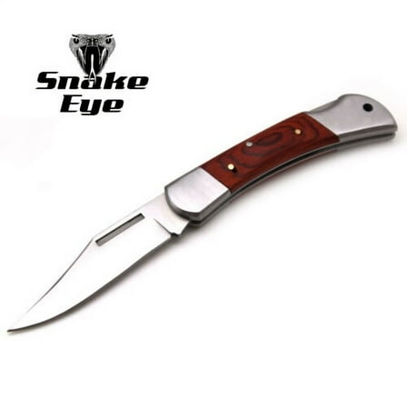 Snake Eye Tactical Lock Back Wood Handle Collector Folding Pocket Knife