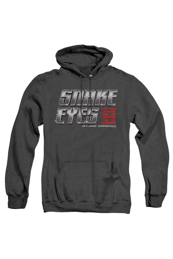 Snake Eyes: G.I. Joe Origins Snake Eyes Logo Stacked Unisex Adult Pull-Over Heather Hoodie, Snake Eyes Logo Stacked, Small