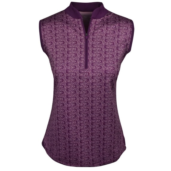 Snake Eyes Golf Ladies 1/4 Zip Sleeveless Mock Polo Deep Purple Small