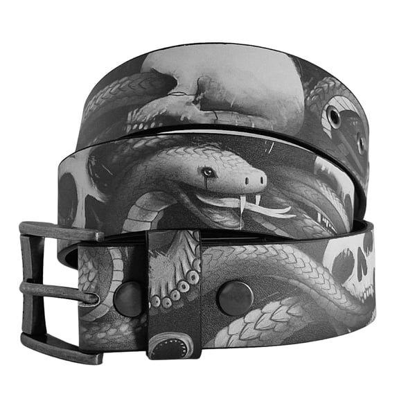 Snake Eyes Printed Belt Black and White James Maw x Lowlife in size 28" - 30" Waist (S)
