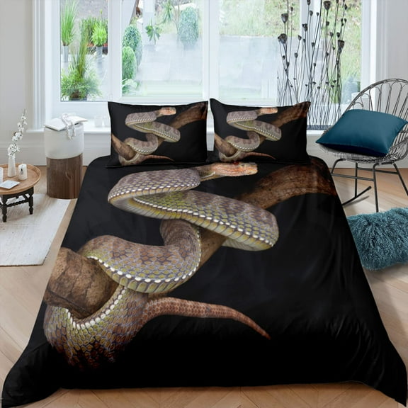 Snake Flower Grass Moon Polyester Duvet Cover Set for Kids Boy Butterfly Animal Bedspreads Cover with PillowCase Twin Size