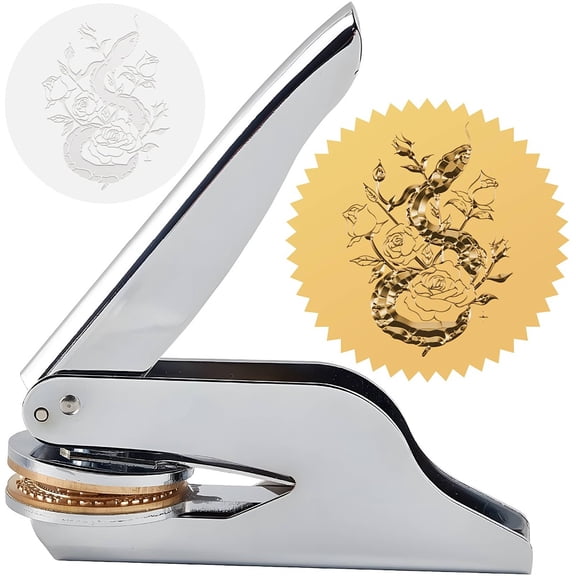 Snake Flowers Gothic Embosser Stamp 1.6in Stainless Steel Seal Hand Held Embossing Sealing Stamp Book Lovers Teacher Ex Libris Library
