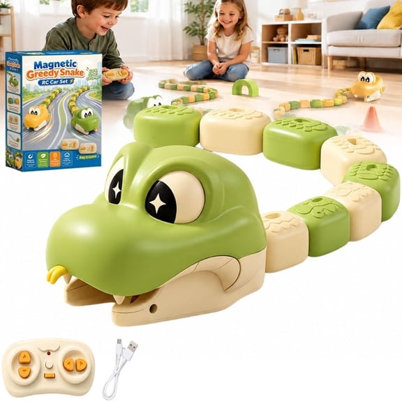 Snake Frenzy RC Magnetic Snake Eat-and-Grow Tail Racing Toy with Sounds, USB Rechargeable, and Interactive Self-Eating ActionM