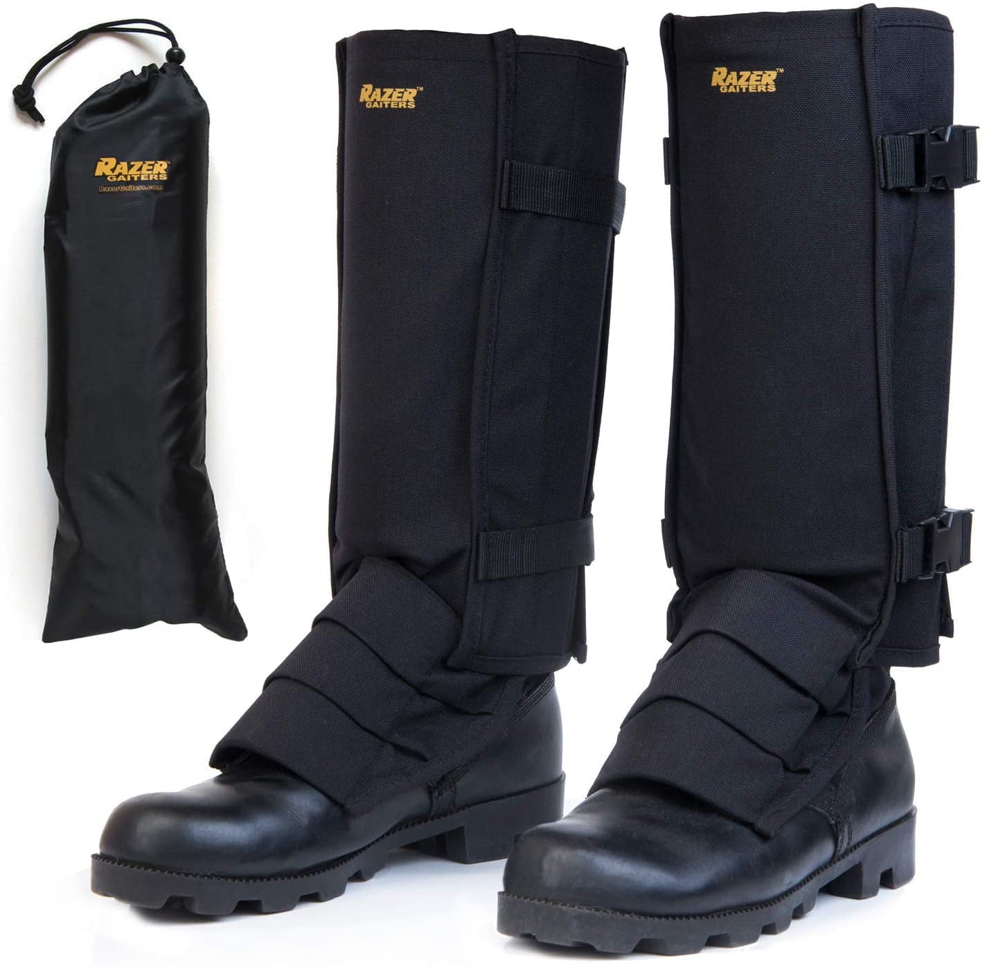 Snake Gaiters with Storage Bag Snake Bite Protection Gaiter for Lower Legs Black FREE