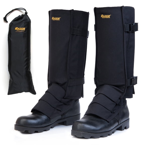 Snake Gaiters with Storage Bag - Snake Bite Protection Gaiter for Lower Legs - Black - FREE Shipping