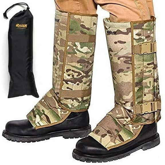 Snake Gaiters with Storage Bag - Snake Bite Protection Gaiter for Lower Legs - Camo