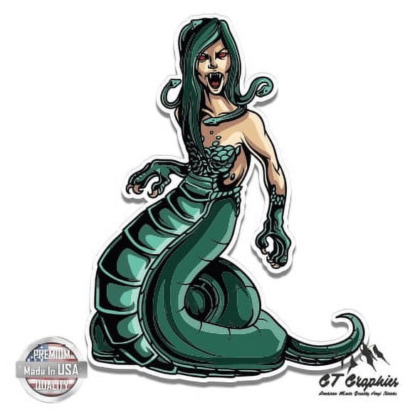 Snake Girl Mythical Fantasy - 3" Vinyl Sticker - For Car Laptop I-Pad Phone Helmet Hard Hat - Waterproof Decal