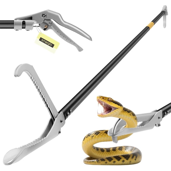 Snake Grabber Tool, 59in Professional Snake Tongs, All-Aluminum Alloy Reptile Catcher Grabber with Anti-Slip Grip, Wide Jaw Multi-Function Handling Tool with Lock