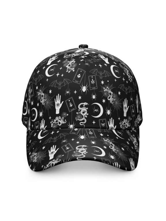 Snake and Hand Gothic Pattern Baseball Cap, Casual Daily Hat with Snap Closure & Sweatband, Polyester Construction Gifts for Birthday Christmas Thanksgiving