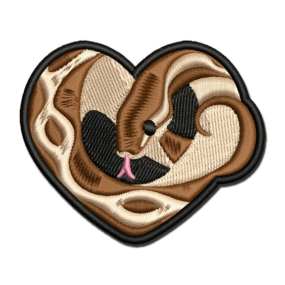 Snake Heart Boa Constrictor Python Applique Multi-Color Embroidered Iron-On Patch - 2.5 Inch Small