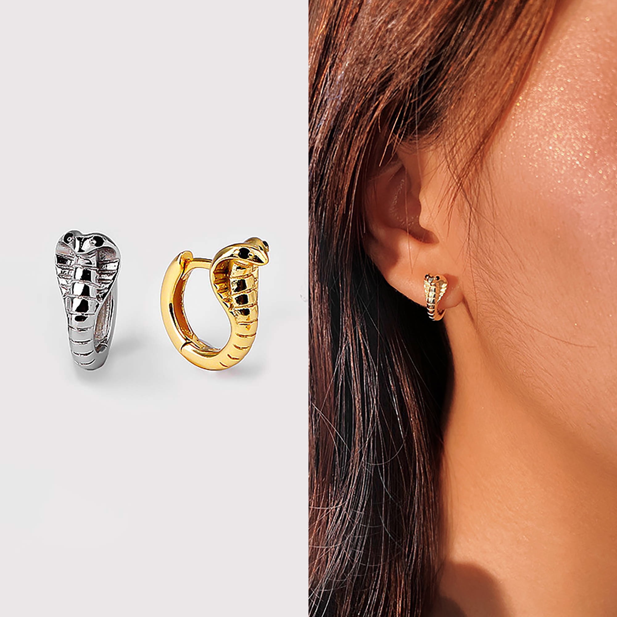 Snake Hoop Earrings, Serpent Earrings, Sterling Silver Snake