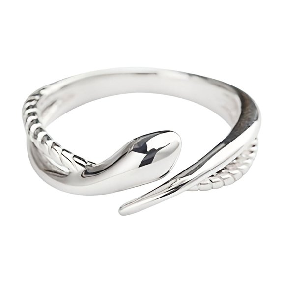 Snake-Inspired Adjustable Couple Rings – Black & Silver Plated Open Design for Men & Women